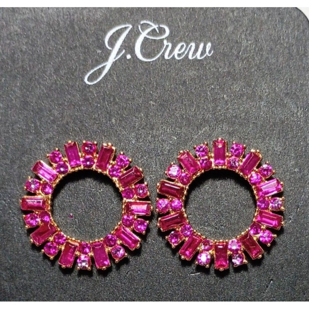 J. Crew Pink Crystal Sunburst Stud Earrings NEW